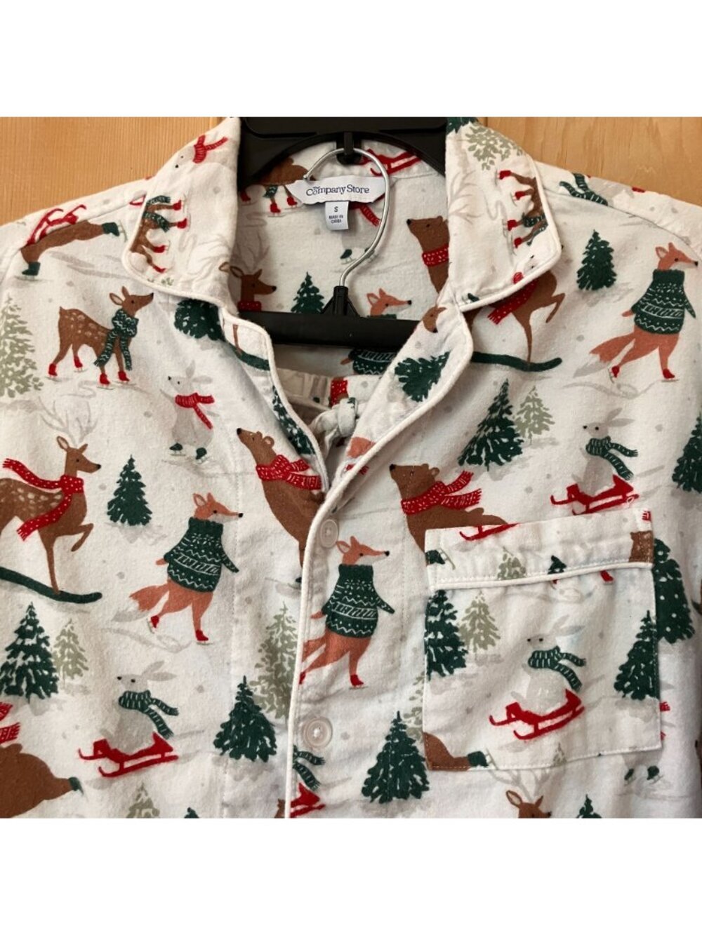 The Company Store Womens Winter Skating Animals Pajama Set Sz Small White XM EXC - Picture 6 of 12